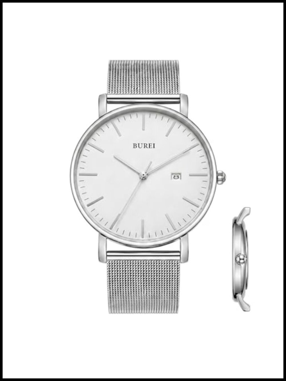 Men's Thin Analog Quartz Watch Stainless Steel Mesh Band Minimalist